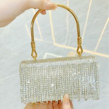 新しいヨーロッパとアメリカのレトロな宴会イブニング ハンドバッグ ダイヤモンドと光沢のあるタッセルがいっぱいのハンドバッグ ワンショルダー クロスボディ イブニング バッグ
