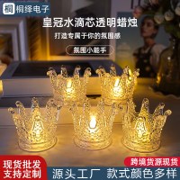 導かれた電子キャンドルクラウンウォータードロップ透明なキャンドルハロウィーンの雰囲気照明パーティー装飾的
