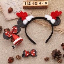 クリスマスミッキーのヘアバンド、ヘアピン、多用途のリボンヘッドバンド、ダックビルクリップ、ヘアアクセサリー、クリスマスデコレーションの卸売