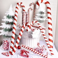 クリスマスデコレーション、ペンダント、赤、白、緑塗装グリッター松葉杖、インターネット有名人の写真撮影小道具15-90CM