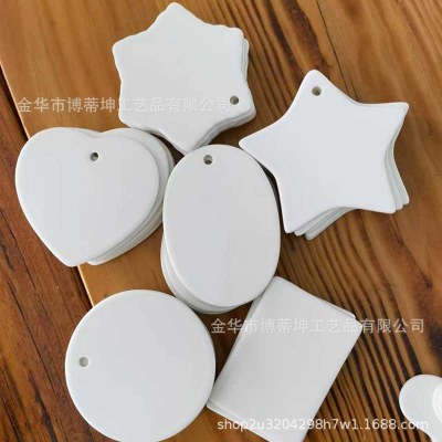 クリスマス磁器タイルペンダント 3 インチラウンドハート型五芒星ペンダントコーティングされたセラミック装飾熱伝達パーソナライズプリント