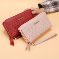 新しいスタイルのレディース財布、ロングスタイル、シンプルでファッショナブル、大容量、ダブルジッパークラッチバッグ、マザーバッグは携帯電話を収納できます