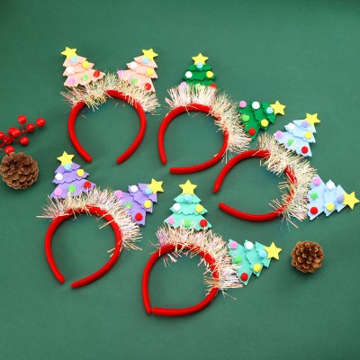 新しいクリスマスツリー型のスパンコール付きヘッドバンドクリスマスヘアバックル大人と子供のパーティードレスアップ装飾用