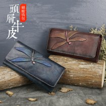 新しい初層牛革小銭入れ女性用、蝶革カービングバッグ、長財布、ヨーロッパとアメリカのクラッチバッグ、本革レディース財布