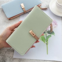 日本と韓国のテクスチャーシンプルで多用途な実用的な財布ファッション個性小さな新鮮なソリッドカラーのレディースクラッチ長財布