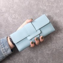 女性用財布、ロング、シンプル、ファッショナブル、 三つ折り フリップ、女子学生用の小さな新鮮な小銭入れ、多機能バックルカードホルダー