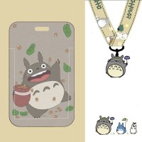 漫画カードホルダー学生キャンパス食事カードバッグプラスチック名札ロングストラップアクセスカードバス地下鉄 ic カード保護カバー