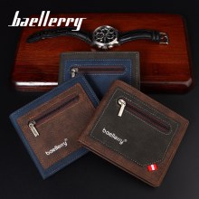 Baellerry メンズ ショートウォレット ビジネス コントラスト ジッパー コインバッグ マルチカード スロット ウォレット ウォレット