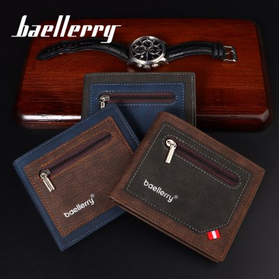 Baellerry メンズ ショート ウォレット ビジネス コントラスト ジッパー コインバッグ マルチカード スロット ウォレット ウォレット