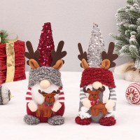 新しいクリスマス装飾用品スパンコール付き生地帽子座って顔のない人形ルドルフ人形ドワーフの装飾品