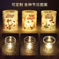 ホリデーデコレーションエレクトロニックキャンドルカップ雰囲気のライトクリエイティブな新しいパターン屈折ライトベッドヘッドオーナメントスモールナイトランプ