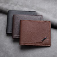 メンズPU財布、ファッショナブルなソフトレザーショートウォレット、超薄型二つ折り学生財布小銭入れ