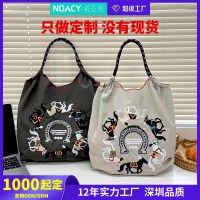 刺繍ショルダーバッグファッションニッチ耐摩耗性大容量トートバッグ