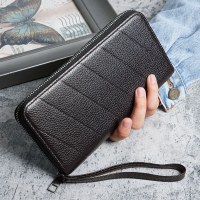 メンズロングジッパーウォレット、貿易クラッチバッグ、メンズ携帯電話ウォレット、エンボスマルチカードスロット、メンズ長財布
