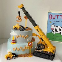 クレーンケーキデコレーションオーナメントショベルブルドーザーエンジニアリング車両子供男の子子供の誕生日デザートテーブルプラグイン