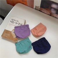 インインターネット有名人対照的な格子縞のゴールドバッグ小さな新鮮な小銭入れミニ化粧品バッグキー収納袋