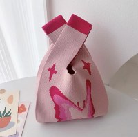 蝶編みハンドバッグ、甘くてファッショナブルで多用途な織りバッグ、通勤用旅行用収納バッグ