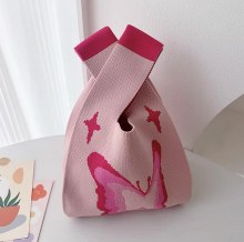 蝶編みハンドバッグ、甘くてファッショナブルで多用途な織りバッグ、通勤用旅行用収納バッグ