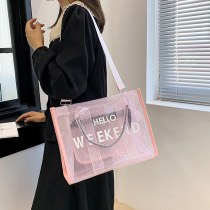 夏透明ゼリーバッグレディースバッグ 大容量 2024 新しいファッション質感ハンドバッグ通勤トートバッグ