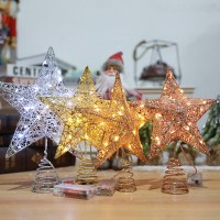 新しいツリートップスターと点灯五芒星装飾 LED クリスマスツリートップ装飾照明小道具