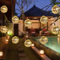 LED ソーラーライトストリングクリスマス中空モロッコボール錬鉄ボール装飾的なカラフルなライトストリング