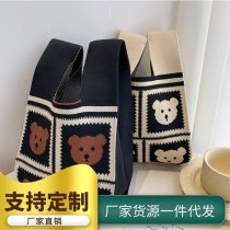 ニットハンドバッグ、ウールレディースバケツバッグ、かわいい日本と韓国のランチボックスバッグ、多用途のカジュアルトートバッグ、 ギフト バッグ