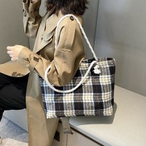 レトロな雰囲気の通勤 トートバッグ チェック柄ショルダーハンドバッグレディース 2023 秋冬新作脇の下 トートバッグ