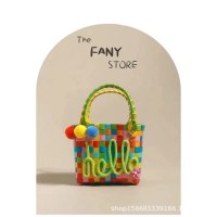 カラフルな織バッグ手作りハローファーボール完成したギフトバッグ DIY 女の子多目的誕生日パーティーポータブル