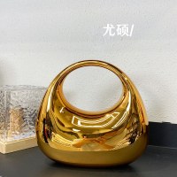 ファッショナブルでパーソナライズされたクリエイティブなアクリルゴールドボックスバッグバンケットキャンディカラーガチョウの卵クラウドシェルクラッチクロスボディバッグ