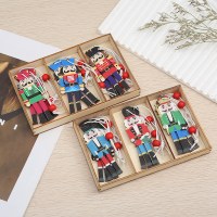 クルミ兵士木製小さなペンダントクリエイティブ漫画クリスマスギフトカラープリントクリスマスツリーペンダント