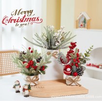 2024 新しいクリスマスミニ鉢植え人工小さなクリスマスツリークリスマスデコレーション