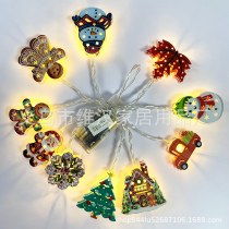 サンタクロースアイアンストリングライト雪だるまクリスマスツリーデコレーションライトLEDカラーライトストリングクリスマスヨーロッパとアメリカの新年雰囲気ライト