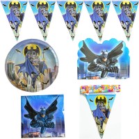スポットバットマンテーマ誕生日紙皿紙コップティッシュナイフフォークスプーンパーティー装飾食器セット用品