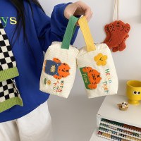 新しいリトルタイガー刺繍多用途ハンドバッグレディースコーデュロイ収納袋