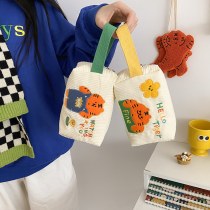 新しいリトルタイガー刺繍多用途ハンドバッグレディースコーデュロイ収納袋