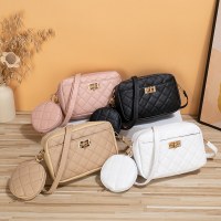 小さな香りバッグ 2 点セット 新しい菱形クロスボディバッグ レディース 収納バッグ シンプル 大容量 化粧ポーチ