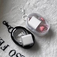 データケーブル充電器充電収納透明巻取りポータブルポータブルイヤホン収納ボックス携帯電話収納バッグ