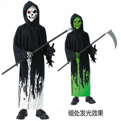 ハロウィンパーティーのコスプレロールプレイコスチューム、暗闇で蛍光するデスチルドレンのゴーストコスチューム。