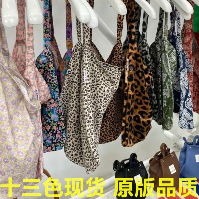 花柄キャンバスバンダナスターと同じスタイルのヒョウ柄ショルダーバッグ布バッグファッションショッピングバッグ