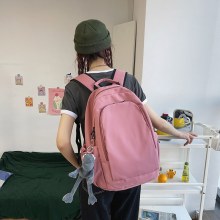 日本のカレッジスタイル大学生バックパック男性トレンド無地高校生スクールバッグ女性シンプルなデイリーカジュアルバックパック
