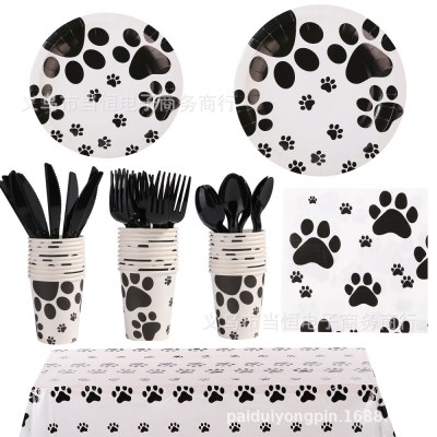 パーティー食器セット パーティー 誕生日パーティー デコレーション 犬の足 犬 ペット パーティー 紙皿