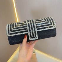 女性用ラインストーングリッターチェーンディナークラッチ、ドレスバッグ、ブライダルバンケットバッグ、ウェディングバッグ、レディースハンドバッグ、女性用ディナーバッグ