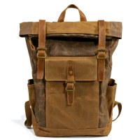 Muchuan 布オイルワックス布バックパック新しいヨーロッパとアメリカのレジャー旅行バッグ大容量防水キャンバスバッグメンズバッグ