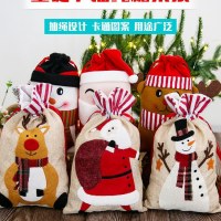 クリスマス装飾用品リネン立体刺繍ハンドバッグ子供のギフトバッグキャンディーバッグ保存袋