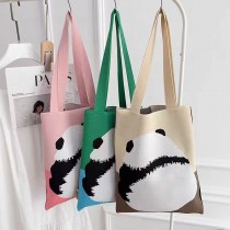 パンダ新商品 大きくて多用途な学生用 大容量 クォーターバッグ ショルダーバッグ ニットバッグ ハンドバッグ