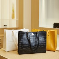 ニューシンプルカジュアル四つ葉のクローバープリントトートバッグ大容量クロコダイル柄型押し脇バッグ