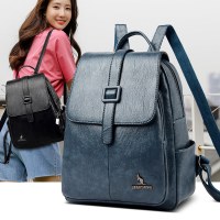韓国版の新しいファッション pu ソフトレザー軽量女性のバックパックカジュアル大容量学生スクールバッグ旅行小さなバックパック