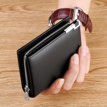 メンズ 牛革新しいファッショントレンド第一層牛革財布 メンズ ジッパー財布カードホルダー メンズ シンプル