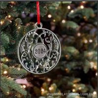 2024 新しいクリスマスツリーの装飾クリスマスペンダント家の装飾雪だるまメタルペンダントお土産