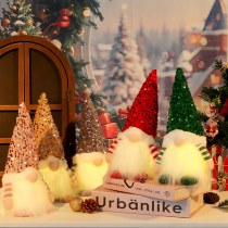 新しいバレンタインデーの装飾クリスマススパンコールライト付きルドルフ人形クリスマス発光顔のない人形の装飾品